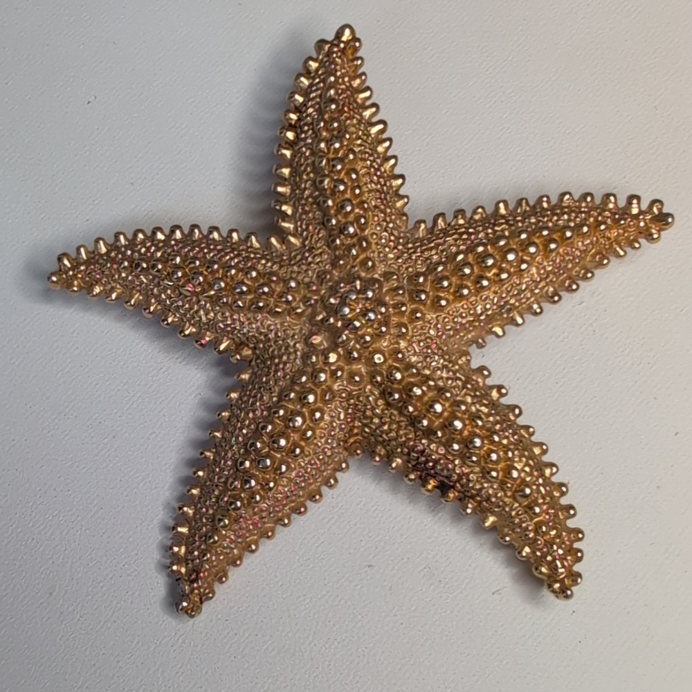 Monet Gold Textured 3D Starfish Brooch